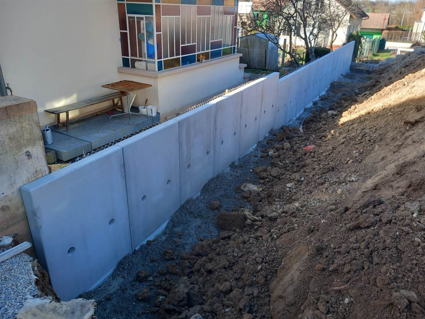 Mur de soutènement en terrassement